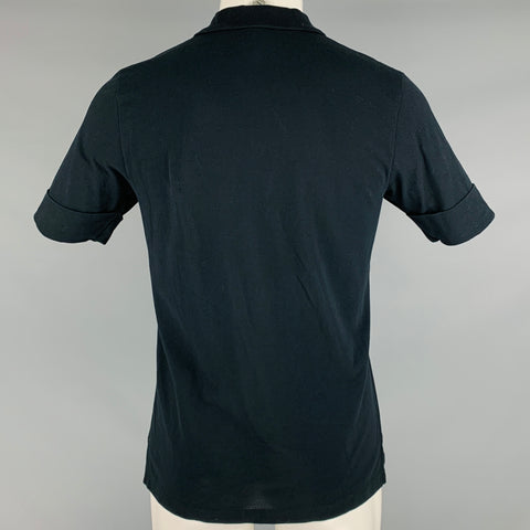 JIL SANDER Size M Black Mixed Fabrics Cotton Buttoned Polo