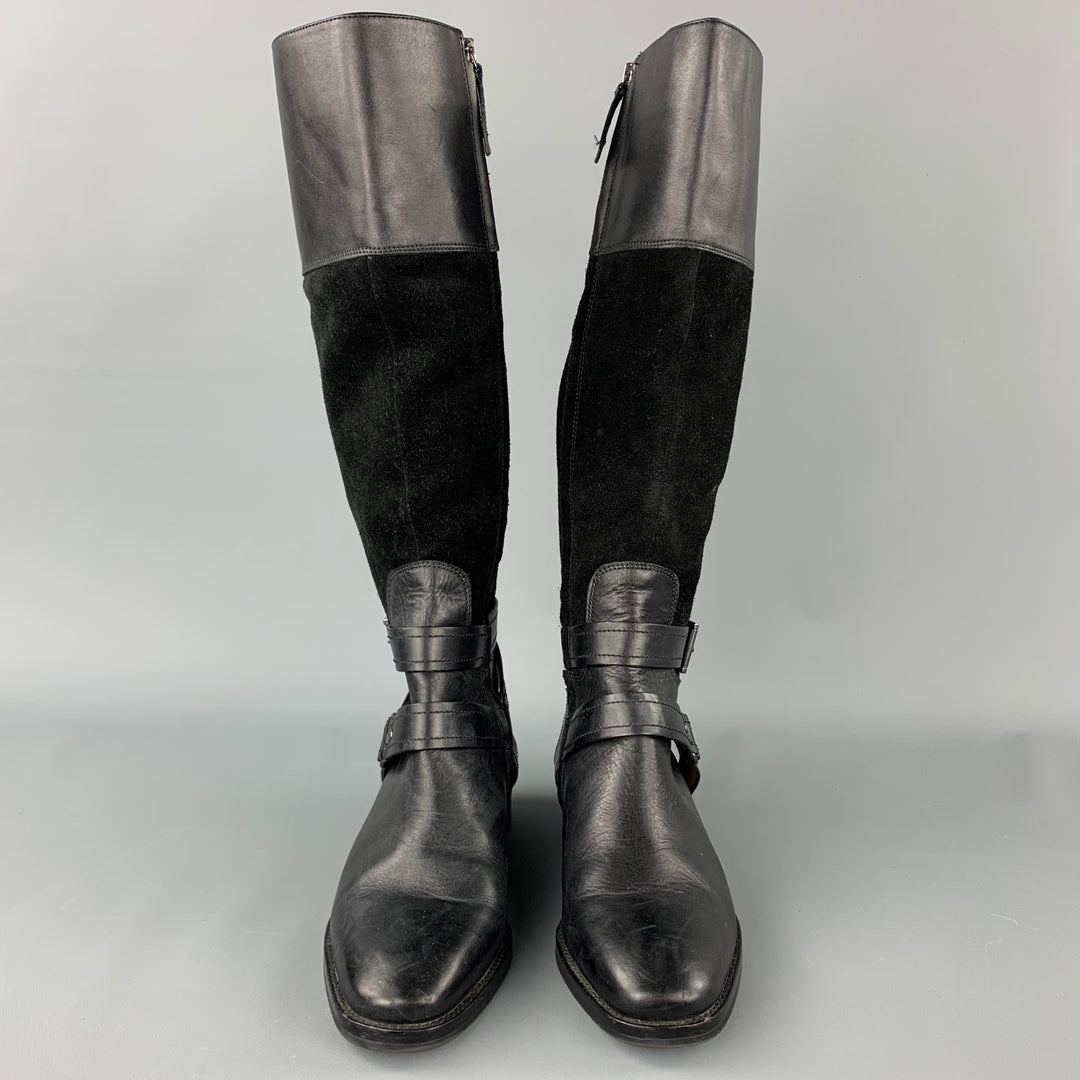 JOAN & DAVID Size 6.5 Black Two Toned Suede Riding Boots