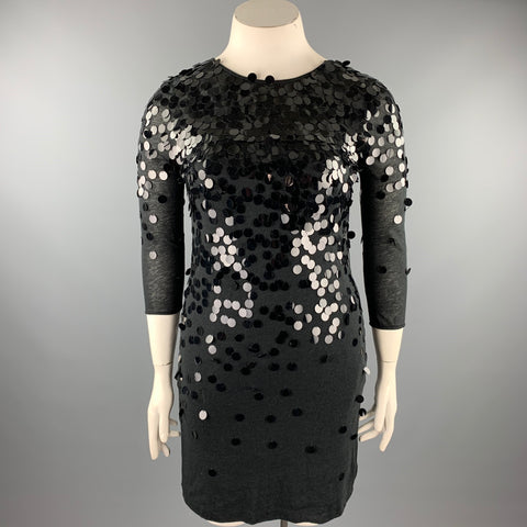 REBECCA TAYLOR Taille 10 Robe noire Payettes Tencel Blend