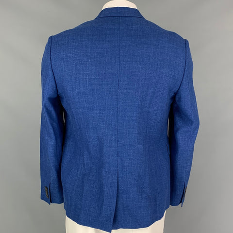 PAUL SMITH The Byard Size 44 Short Blue Woven Wool / Silk Notch Lapel Sport Coat