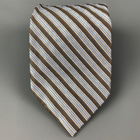 WILKES BASHFORD Green Blue Diagonal Stripe Silk Tie