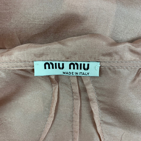 MIU MIU Taille 4 Blouse à manches courtes à volants en soie rose