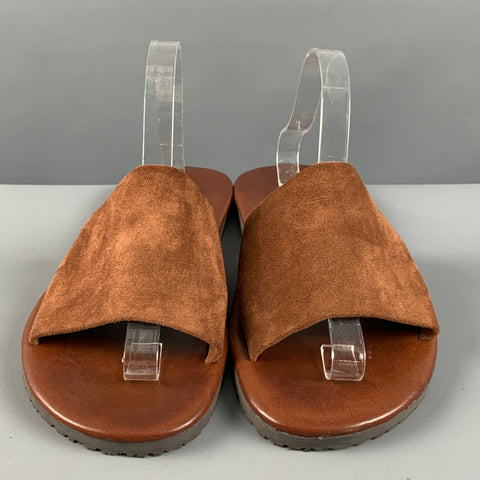 BLOOMINGDALE'S Size 9 Brown Suede Slip On Sandals
