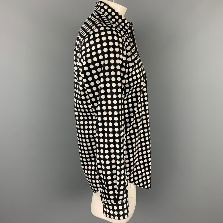 KIDROBOT Size L Black & White Polka Dot Cotton Button Down Long Sleeve Shirt