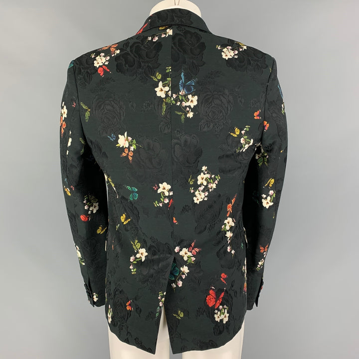 AMIRI Size 38 Black Jacquard Viscose Wool Peak Lapel Sport Coat