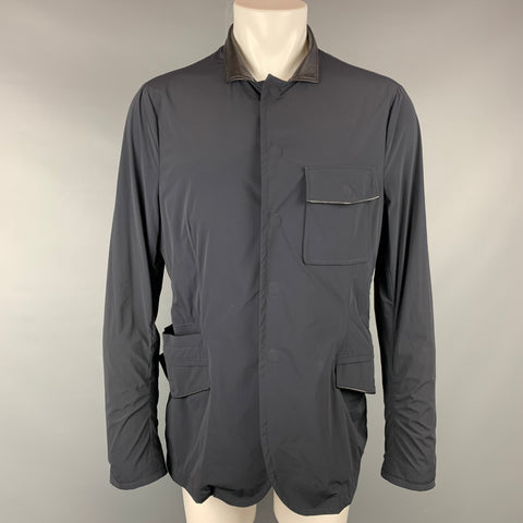 GIORGIO ARMANI Size 42 Navy Nylon Blend Snaps Lightweight Jacket