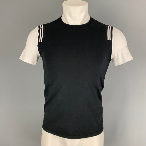 NEIL BARRETT Size XS Black & White Color Block Cotton / Elastane T-shirt