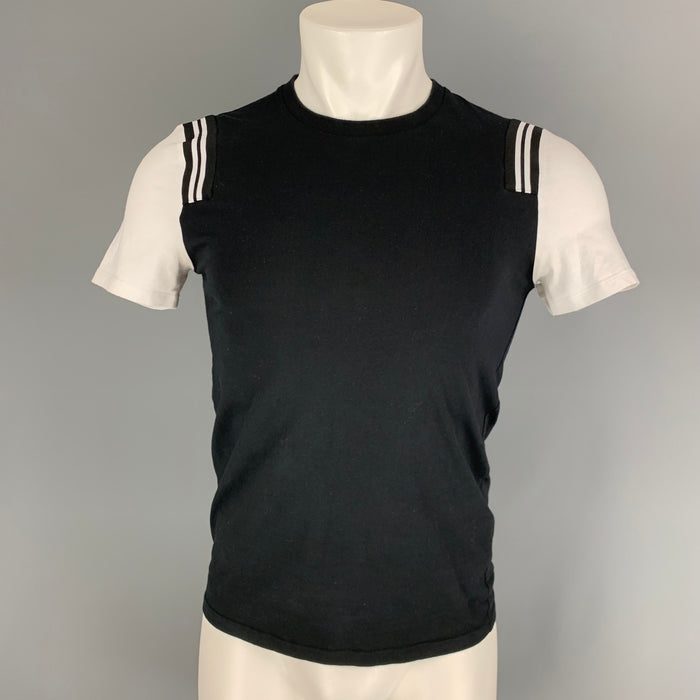 NEIL BARRETT Size XS Black & White Color Block Cotton / Elastane T-shirt