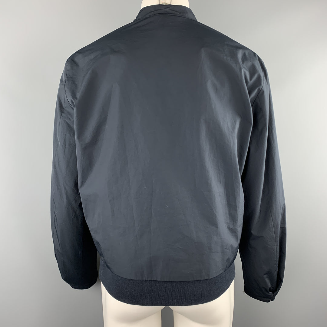 JIL SANDER Size 40 Navy Windbreaker Zip Up Tab Collar Jacket