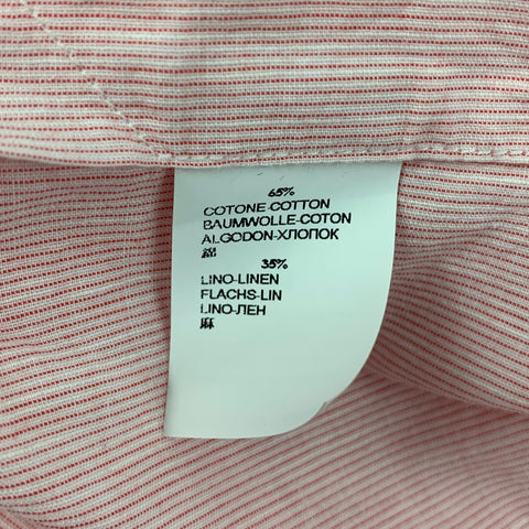 ROSSO MALASPINO Size L Red White Stripe Cotton Linen Long Sleeve Shirt