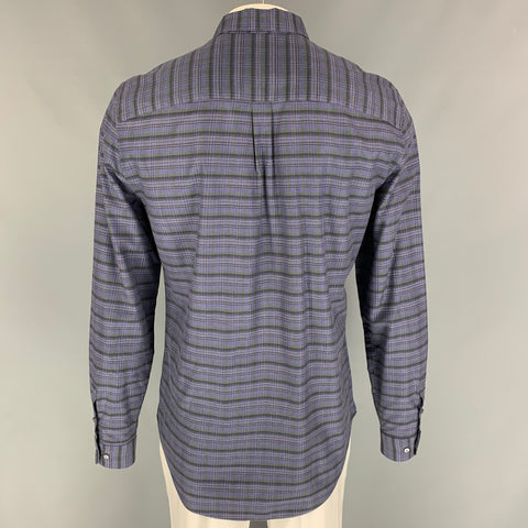 LOUIS VUITTON Size XL Purple Black Green Plaid Cotton Long Sleeve Shirt