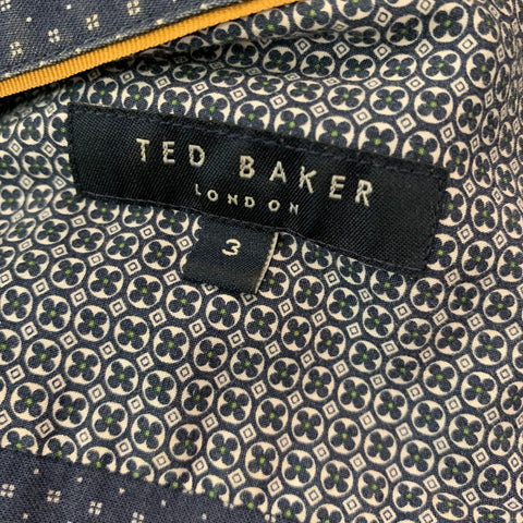TED BAKER Size M Navy White Dots Cotton Long Sleeve Shirt