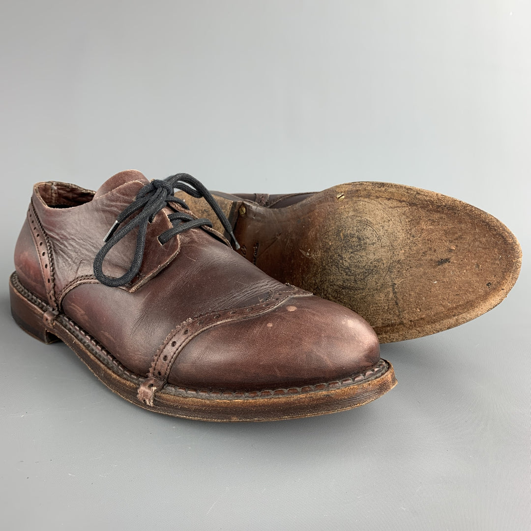 CoSTUME NATIONAL Talla 9.5 Zapatos con cordones de cuero antiguo marrón