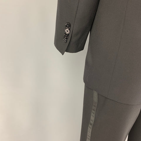 RALPH LAUREN Black Label Size 42 Regular Black Wool Peak Lapel Tuxedo Suit
