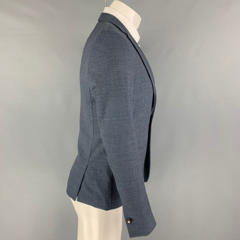 THE KOOPLES Size 36 Blue Grid Wool Notch Lapel Sport Coat