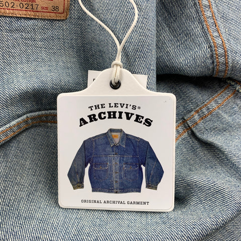 LEVI'S Archives Replica Size 38 Blue Wash Denim Trucker Jacket