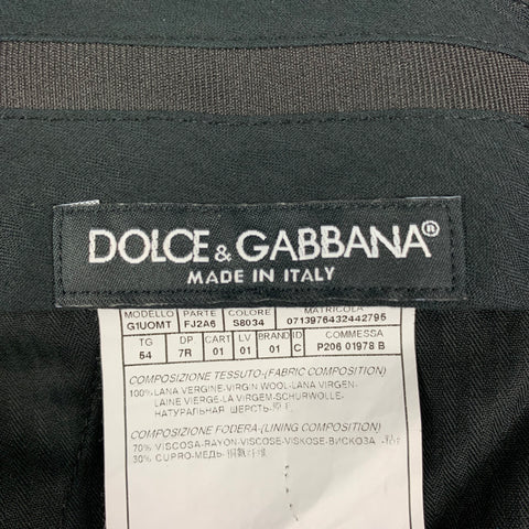 DOLCE & GABBANA Size 38 Black Burgundy Wood Effect Virgin Wool Flat Front Dress Pants
