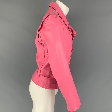 SCHOTT x MARC JACOBS Chaqueta biker perfecta de cuero rosa talla S