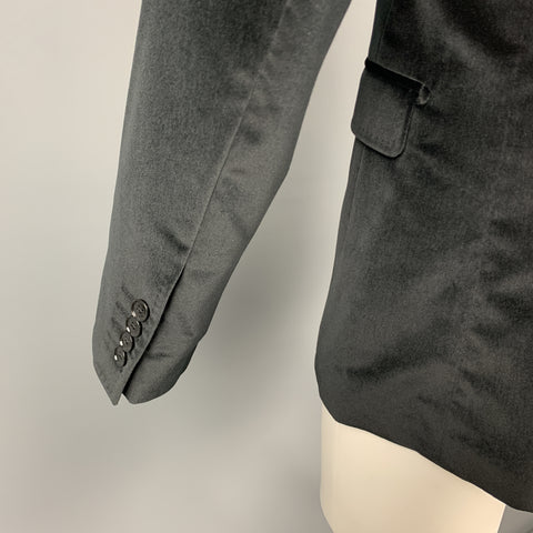 DOLCE & GABBANA Size 40 Black Cotton Notch Lapel Sport Coat