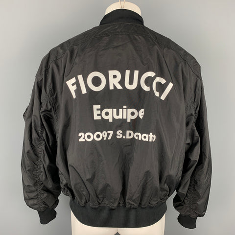 FIORUCCI Chaqueta bomber de poliamida con estampado blanco y negro talla M