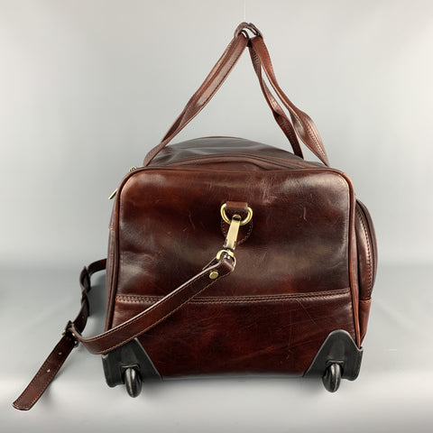 MEDICI FIRENZE Brown Leather Top Handle Shoulder Strap Duffle Bag