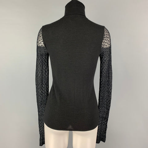 Colección RALPH LAUREN Talla M Jersey de cuello alto de seda y cachemira negro