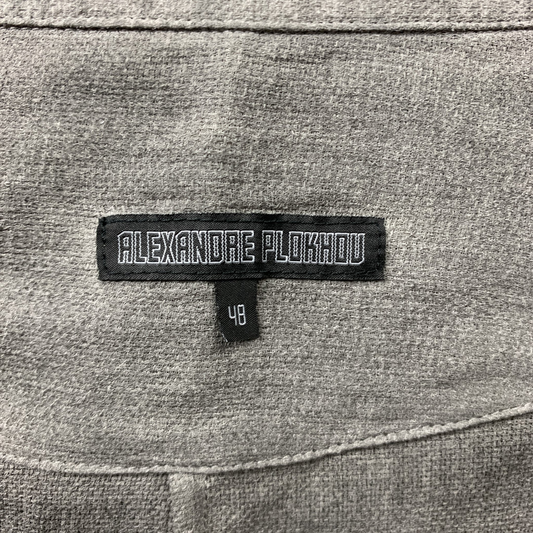 ALEXANDRE PLOKHOV Talla S Camisa de manga larga con botones de algodón teñido en gris oscuro