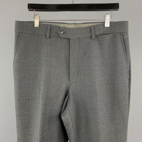 ENZO CECI Size 34 Dark Gray Cotton Front Tab Dress Pants