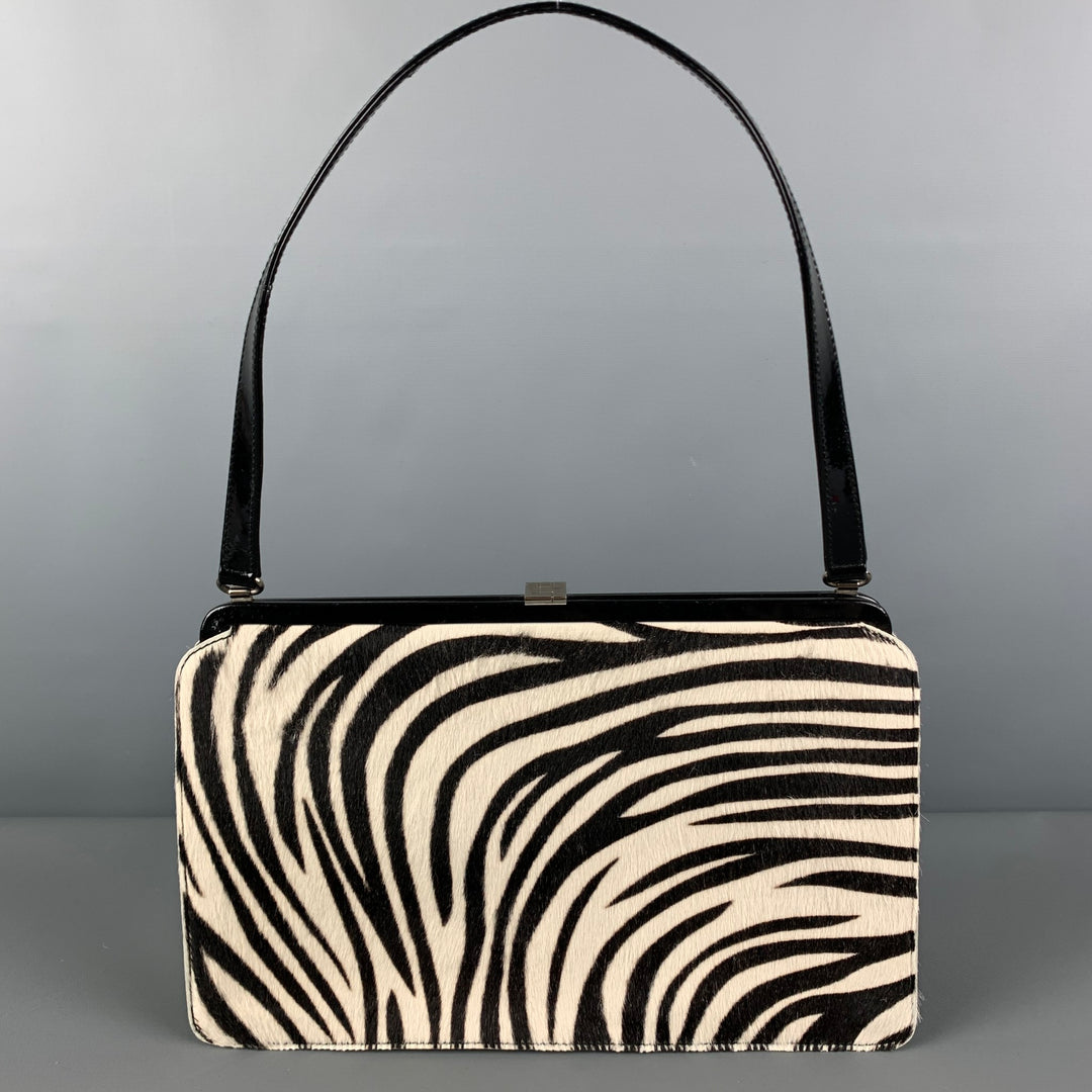 LAMBERTSON TRUEX Black White Zebra Pony Hair Top Handles Handbag