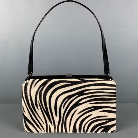 LAMBERTSON TRUEX Black White Zebra Pony Hair Top Handles Handbag