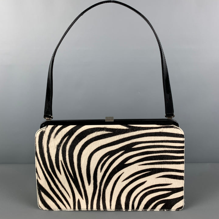 LAMBERTSON TRUEX Black White Zebra Pony Hair Top Handles Handbag