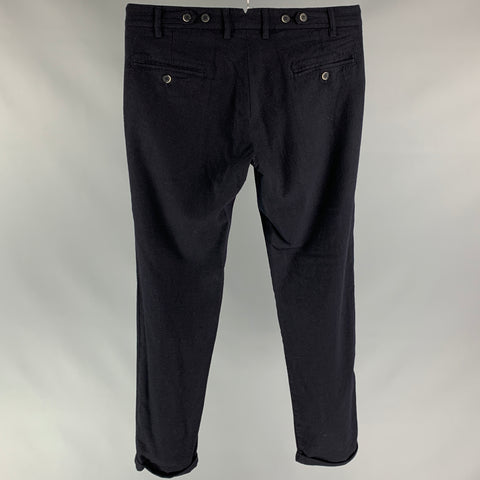 BARENA Taille 34 Pantalon habillé en laine / Lycra Zip Fly à revers