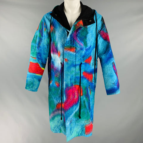 CRAIG GREEN SS19 Size S Blue Multi-Color Dyed Polyester Hooded Coat