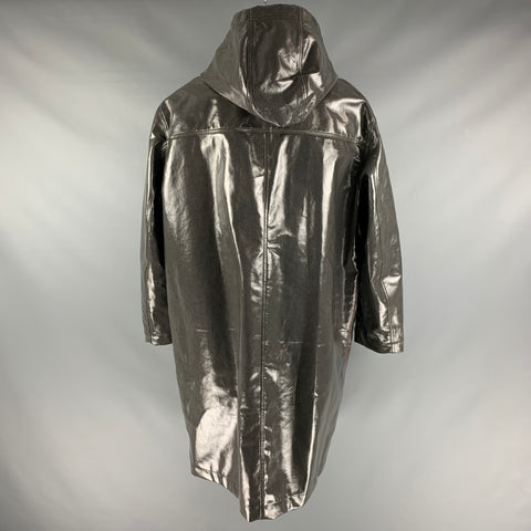 DIESEL Size XL Charcoal Coated Canvas Zip Snaps Coat