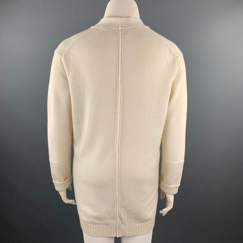 HERMES Cárdigan con botones de cachemira de punto color crema talla 10