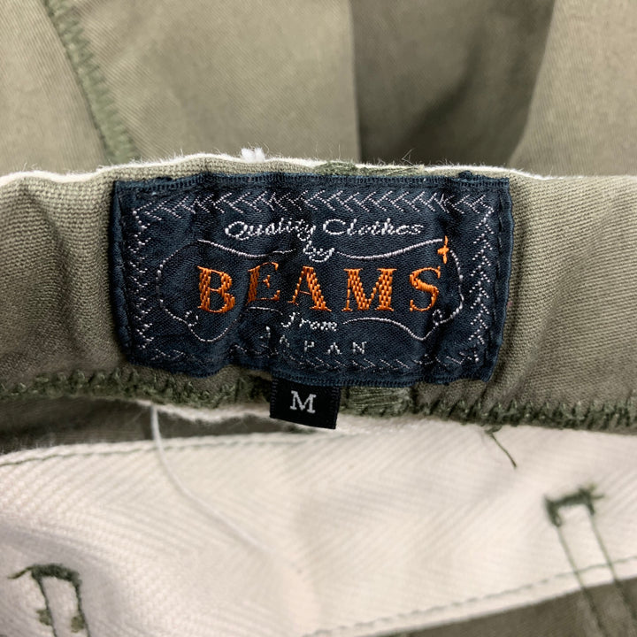 BEAMS Size M Olive Cotton Polyurethane Casual Pants