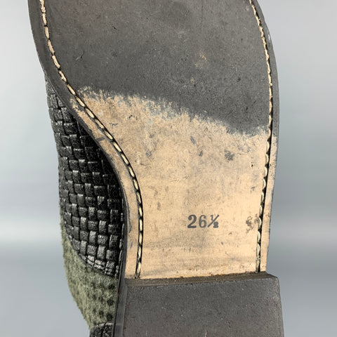 COMME des GARCONS HOMME PLUS Taille 9.5 Chaussures à lacets en cuir tressé gris noir