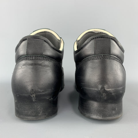 O.X.S. RUBBER SOUL Size 10 Black Leather Slip On Sneakers