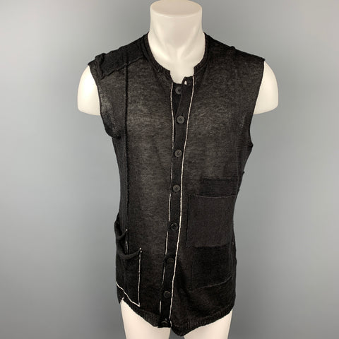 ISABEL BENENATO S/S 18 Talla S Chaleco de punto en contraste de lino negro