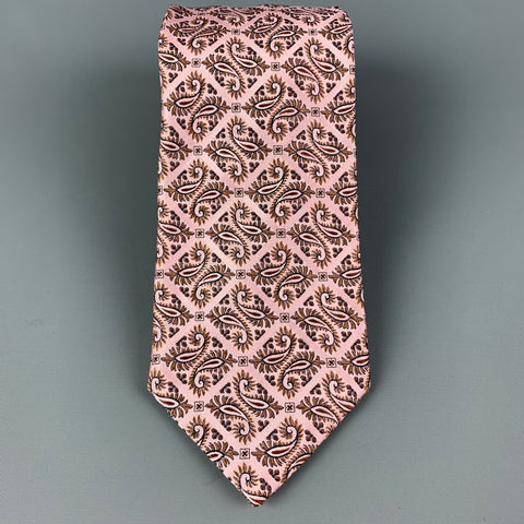 ERMENEGILDO ZEGNA Pink Brown Paisley Silk Tie