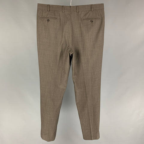 ISAIA Size 38 Taupe Wool Zip Fly Dress Pants