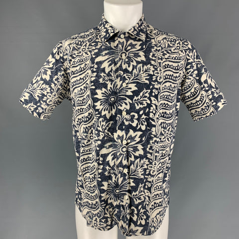 POLO by RALPH LAUREN Size M Navy & White Floral One pocket Short Sleeve Shirt