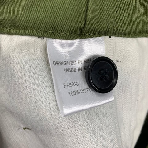 WALTER VAN BEIRENDONCK FW 17 Size 32 Olive Cotton Button Fly Dress Pants