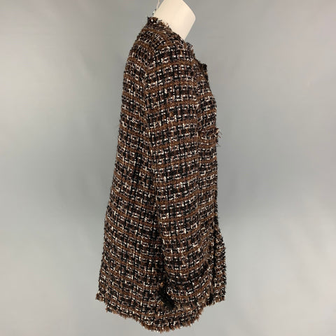 DOLCE & GABBANA Size 6 Brown Acrylic Blend Tweed Collarless Coat