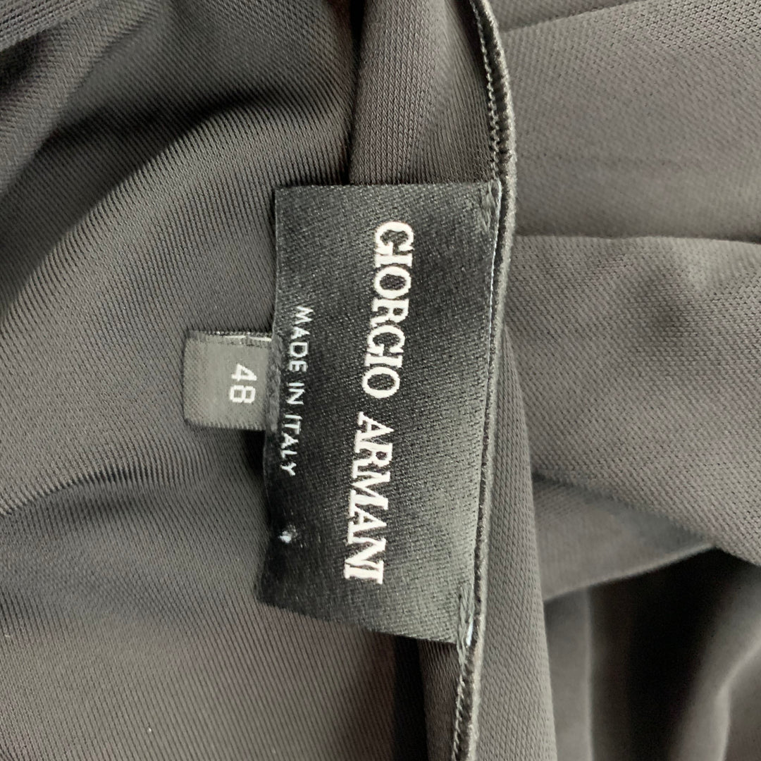 GIORGIO ARMANI Size 12 Black Viscose Leather Cocktail Dress