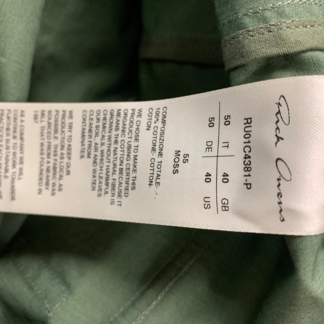 RICK OWENS Size 34 Green Cotton Drop-Crotch Casual Pants