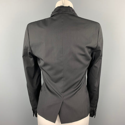 GAULTIER 2 by JEAN PAUL GAULTIER Size XS Black Wool / Silk Ruffled Pleated Shawl Collar Blazer