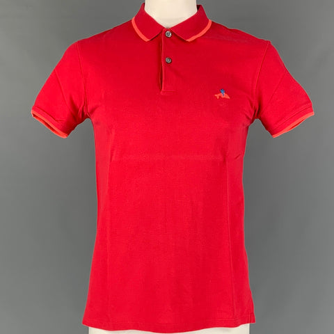 MARC by MARC JACOBS Size L Red Orange Solid Cotton Buttoned Polo