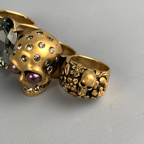 ALEXANDER MCQUEEN Gold Tone Four Finger Knuckle Duster Ring
