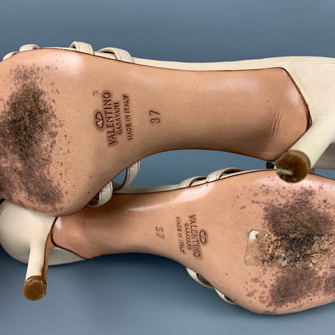 VALENTINO GARAVANI Size 7 Beige Leather Slingback Sandals